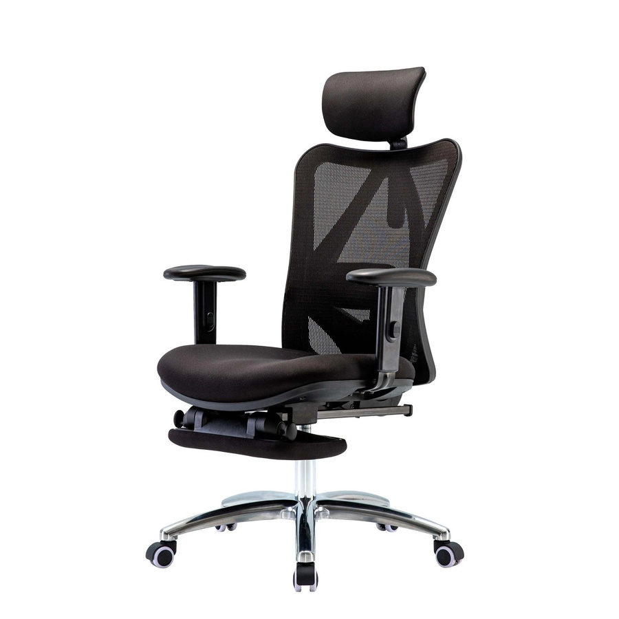 Proregal Ergonomischer Bürostuhl in Schwarz mit verstellbarer Lordosenstütze und Fußstütze, H: 129 cm, B: 66 cm, T: 69 cm, Sitzhöhe: 42 cm - Bild 2