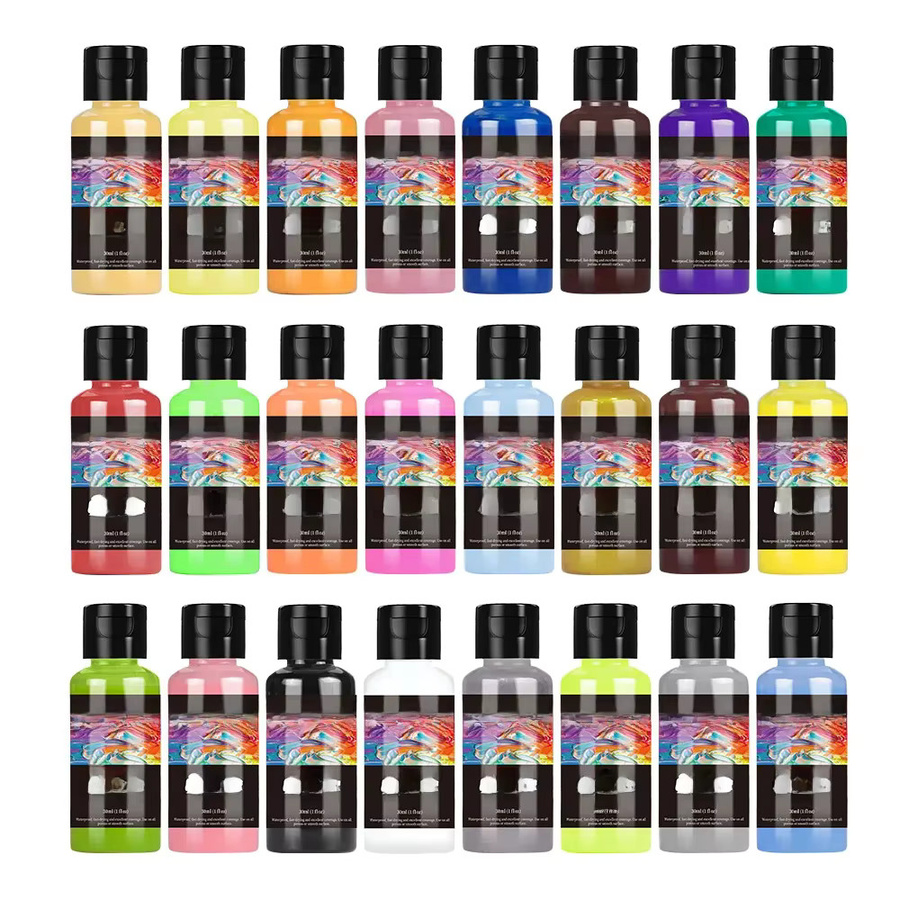 24 Farben Acrylfarben-Set für DIY-Projekte auf Stoff, Leder und Graffiti, 24 x 30 ml - Bild 4