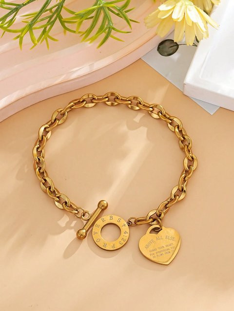 yuyongzhi Armband, Edelstahl, Gold, Damen, Herzförmig - Bild 1