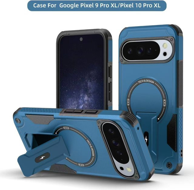 Robuste Anti-Drop Handyhülle mit Magnetischem Ständer und MagSafe Unterstützung für Google Pixel 10, 10 Pro, 10 Pro XL, 9, 9 Pro und 9 Pro XL in Blau - Bild 1