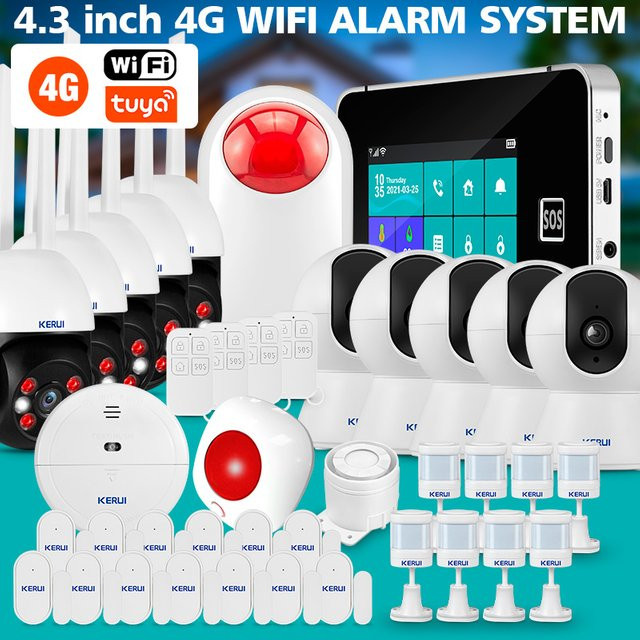 KERUI Smart Home Alarm System G64B mit 4,3 Zoll Touchscreen, WiFi und 4G GSM Unterstützung via Tuya Smart Life App, Einbruchschutz Kit mit 433 MHz Sensoren - Bild 1