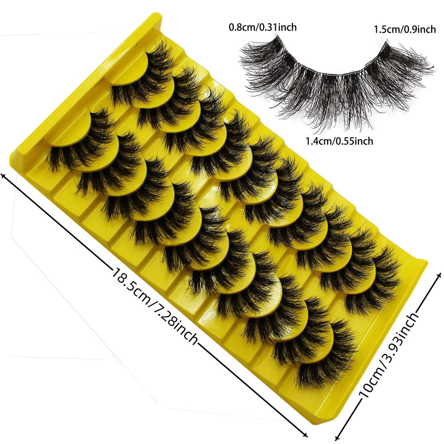 3D Russische Streifenwimpern, Schwarz, 10 Paar, Unisex - Bild 4