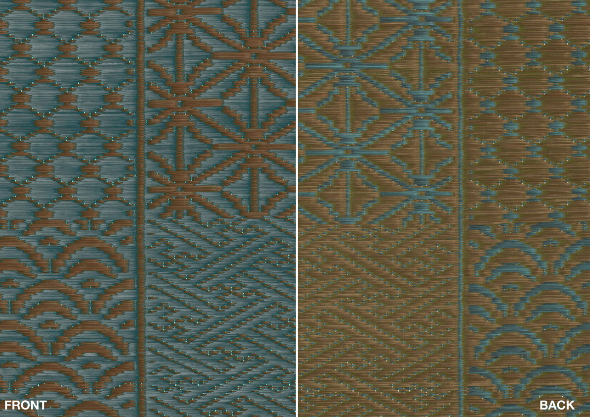 Jannelli & Volpi Tapete Hiroma 6310 mit abstraktem orientalischem Muster in Türkis, Braun und Multicolour in Textiloptik - Bild 1