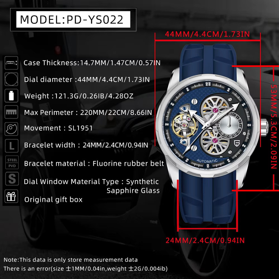 PAGANI DESIGN Armbanduhr, Automatik, Edelstahl, Saphirglas, Blau, Herren - Bild 6