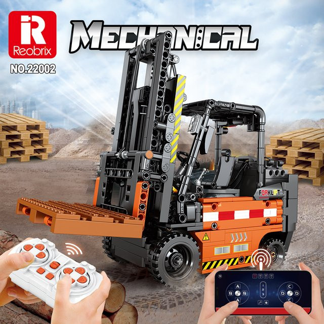 REOBRIX Gabelstapler, Baukasten, ferngesteuert, 662 Teile, ab 14 Jahren - Bild 1