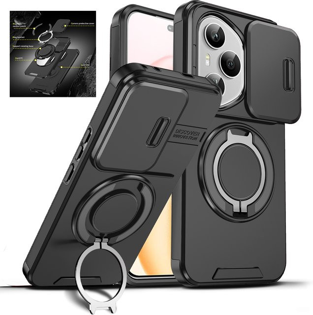 Magnetische rotierende Schutzhülle für Honor 400 Pro, Honor 400 Lite und Honor X9c mit Smart Schiebefenster und Stoßschutz in Blau oder Schwarz - Bild 1