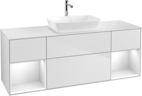 V&B Waschtischunterschrank Finion mit Wandbeleuchtung, Farbe Weiß lackiert, Breite: 160 cm, Tiefe: 50,1 cm, Höhe: 50,1 cm - Bild 1