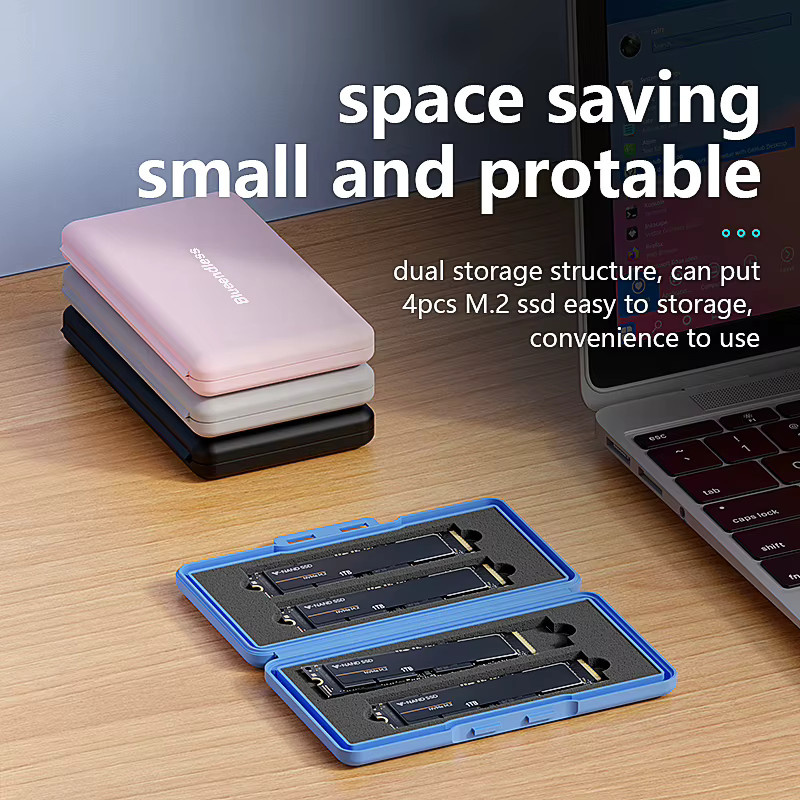 Blueendless SSD-Tasche in Blau, tragbare und antistatische Schutztasche für M.2 SATA NVMe PCIe Solid State Drives, wasserdicht - Bild 2