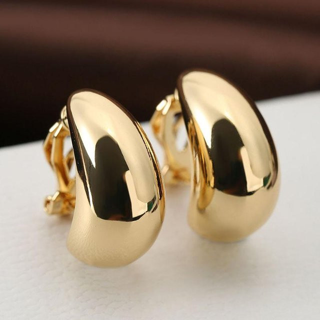 YULIN Ohrclip, Messing, Gold, Vintage, Damen, tropfenförmig - Bild 1