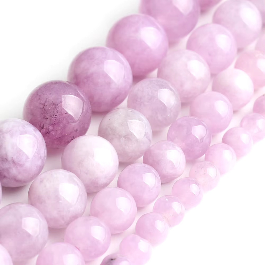 xilitata Perlen Amethyst Jade Kunzit Glimmer, Runde Naturstein Perlen, Unisex - Bild 4