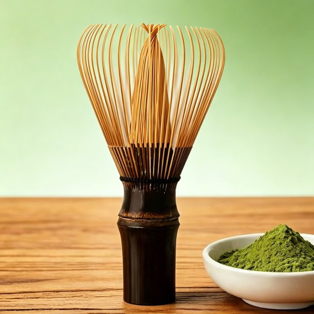 Leeseph Matcha-Schneebesen aus nachhaltigem Bambus, traditioneller japanischer Chasen-Matcha-Rührer in Beige und Purple - Bild 1