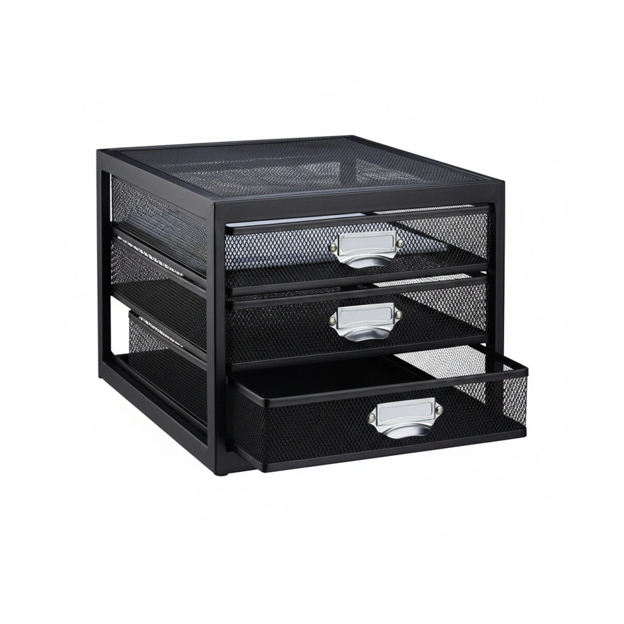 Relaxdays Schubladenbox A4 aus Stahl mit 3 Fächern in Schwarz, B/T/H: 23 x 27,5 x 35 cm - Bild 2