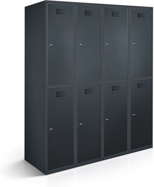 rotstahl Garderobenspind mit 8 Türen in Anthrazit, B/T/H: 120 x 50 x 180 cm - Bild 1