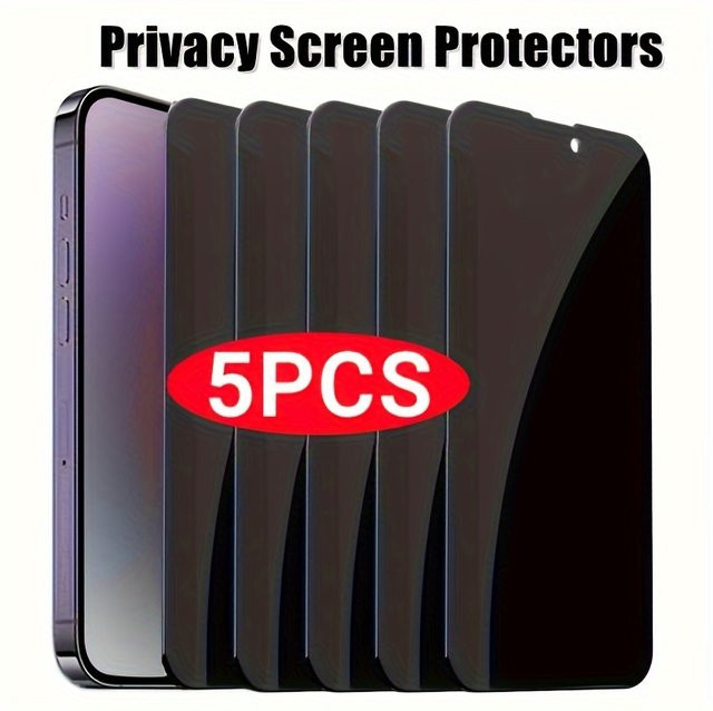 5 Stück Apple iPhone Privatsphäre Anti-Spy Displayschutzfolie aus gehärtetem Glas, kratzfest, transparent - Bild 1