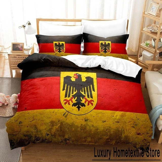 Bettwäscheset Deutschland Flagge mit Bettbezug und Kissenbezug von Binchi Outdoor Product in Multicolour und Schwarz, Material Mikrofaser Polyester, B/H: 264 x 228 cm - Bild 1
