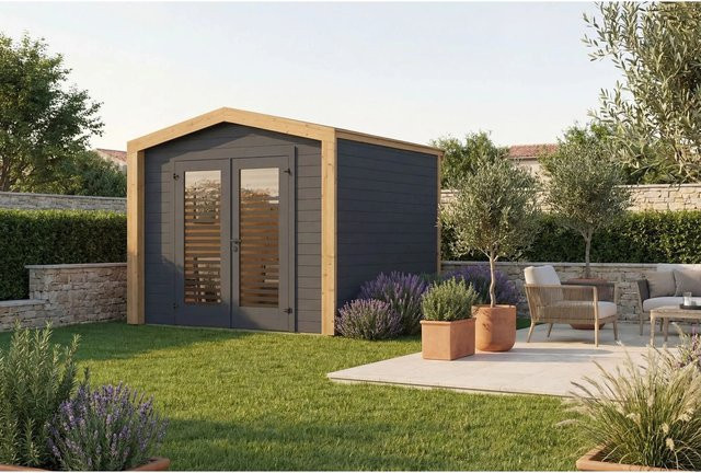 Weka Gartenhaus Killarney Satteldach in Anthrazit Schwarz lasiert B/T/H: 263 x 261 x 241 cm - Bild 1