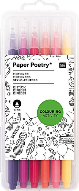 Rico Design Paper Poetry Fineliner Set mit 0,7 mm Stärke, 12 Stück in Multicolour - Bild 1