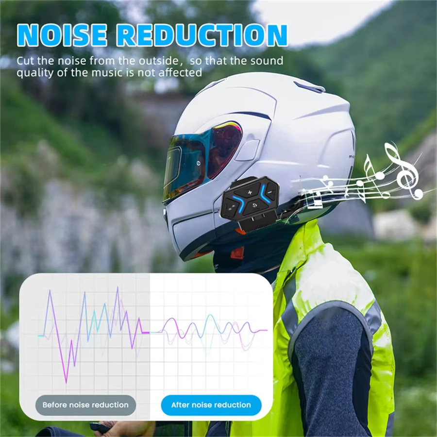 kebidumei Bluetooth 5.4 Motorradhelm-Intercom-Headset mit 500m Vollduplex-Kommunikation, wasserdichte Freisprecheinrichtung in Schwarz - Bild 4