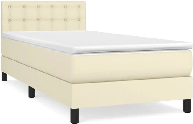 vidaXL Boxspringbett Hybrid mit Matratze und Taschenfederkern in Beige, B/T: 90 x 200 cm - Bild 1