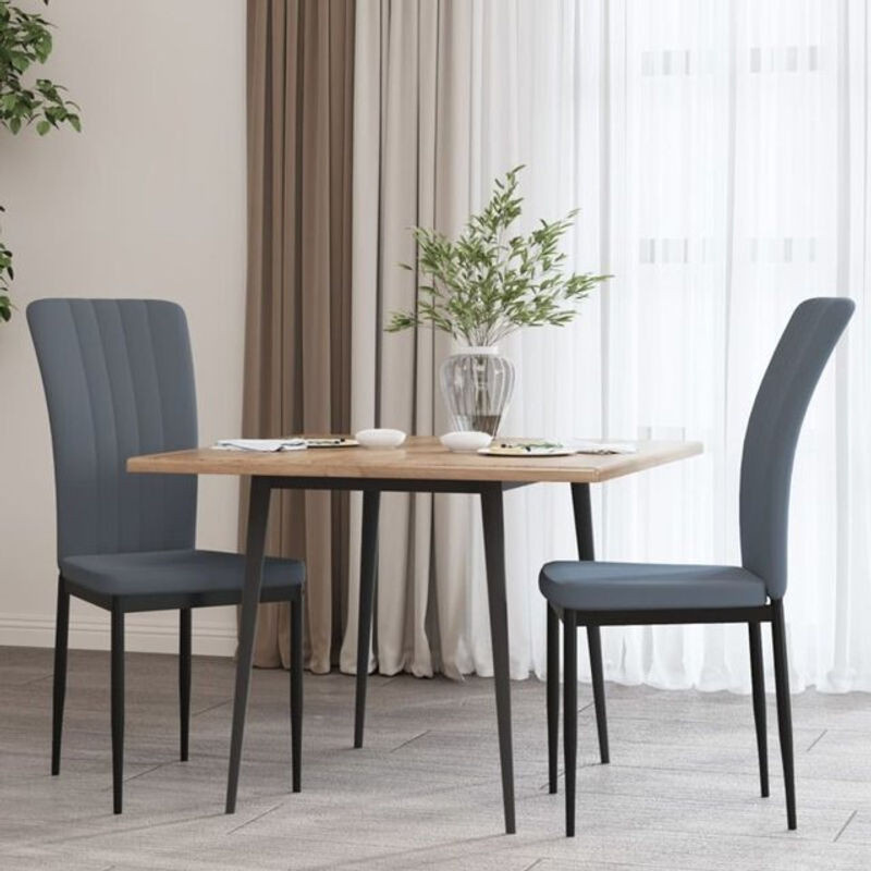 Set aus 2 Polsterstühlen von vidaxl in Anthrazit und Grau aus Samt mit Metallbeinen, Modernes Design, B/T/H: 45,5 x 57,5 x 95 cm - Bild 1