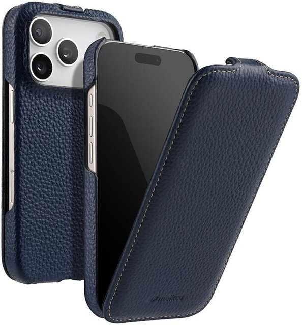 Melkco Magnetische Leder-Flipcase für iPhone 17 Pro Max und iPhone 17 Air aus echtem Rindsleder in Blau - Bild 1