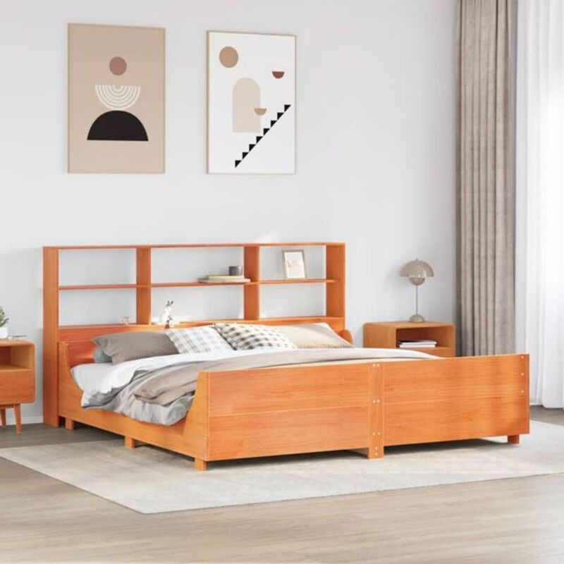 Massivholzbett aus Kiefer in Braun im Landhausstil von Vidaxl, B/T/H: 180 x 200 x 110 cm - Bild 1