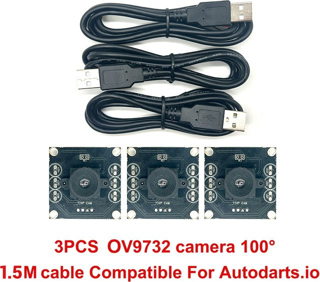Hoskang 3er-Set USB-Kameramodule mit IMX179/OV2735/OV9732 Sensor, 100° Sichtfeld und 30FPS, Schwarz, kompatibel mit Autodarts.io, Windows, Mac, Linux und Raspberry Pi - Bild 1