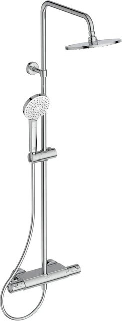 Ideal Standard Duschsystem Ceratherm T50 AP in Chrom mit Thermostat, Handbrause und Regendusche inklusive Duschstange - Bild 1