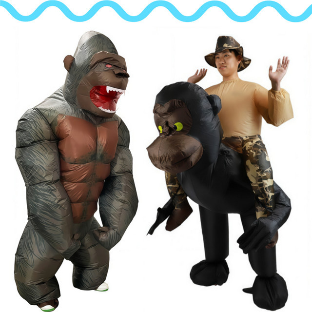 Vajra Gorilla aufblasbares Kostüm, Cartoon Puppe, Blau - Bild 1