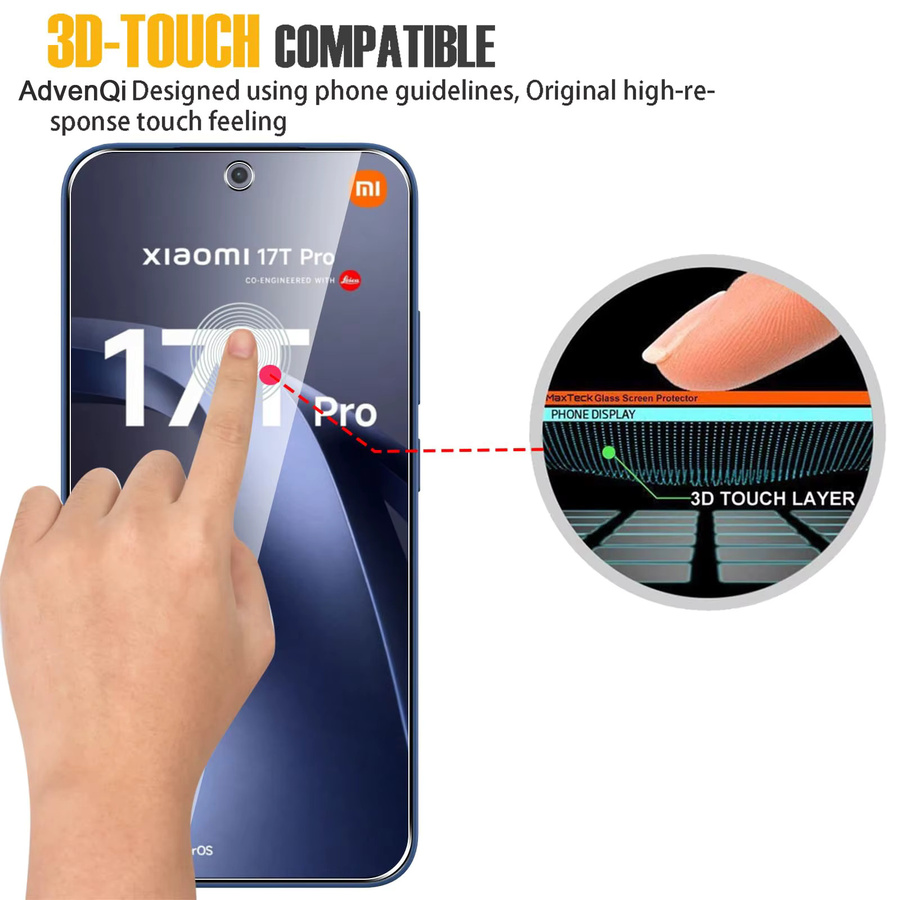 Xiaomi Displayschutzfolie aus gehärtetem Glas für Xiaomi 17T Pro 6,83 Zoll, transparent, HD, 9H, kratzfest und case-freundlich - Bild 4