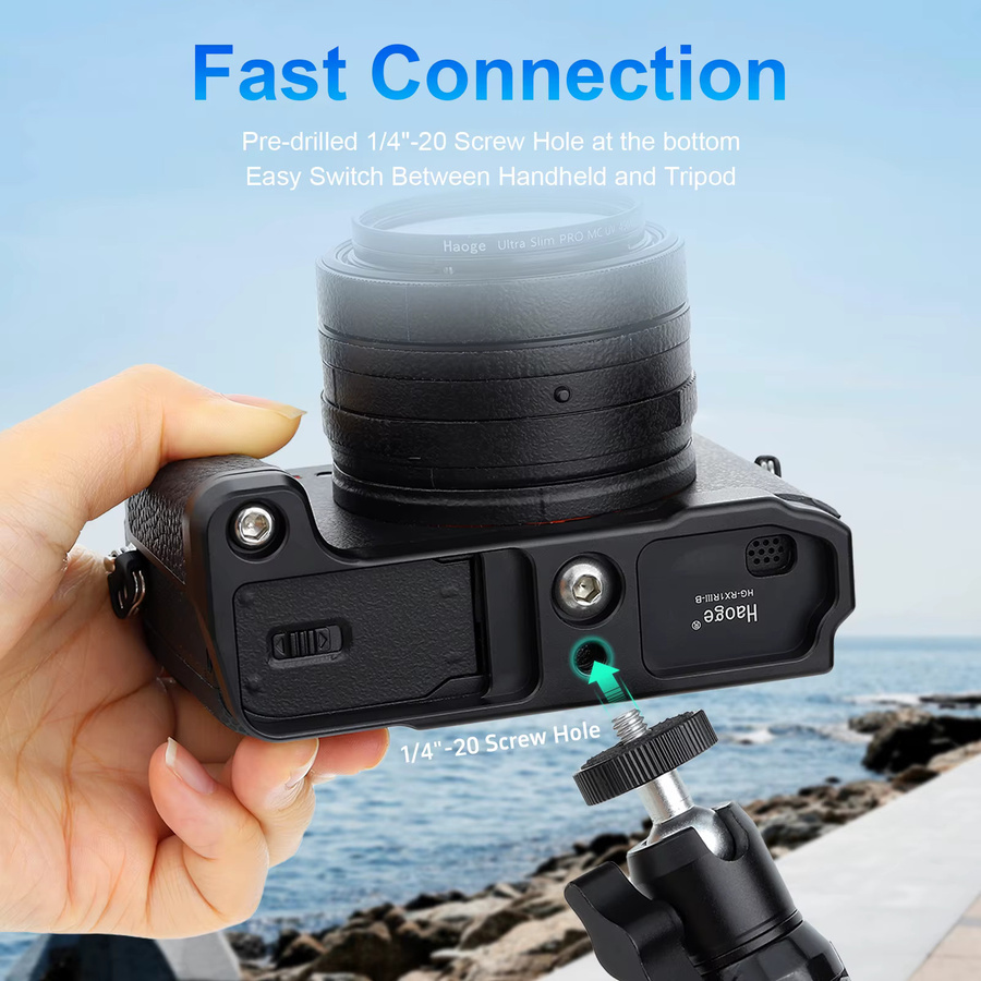 Haoge HG-RX1RIII Rutschfester Kamerahalterungshalter Handgriff in Schwarz für Sony Cyber-shot DSC-RX1R III, RX1RM3, RX1RIII - Bild 3