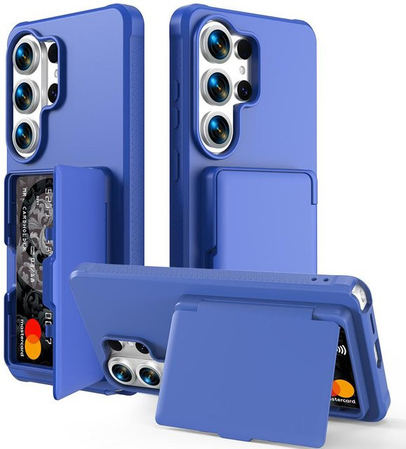 3in1 Spiegel und Kartenhalter Schutzhülle für Samsung Galaxy S26, S2 Ultra und S24 Plus in Bunt mit Stoßfestem Wallet-Design und angenehmem Hautgefühl - Bild 1