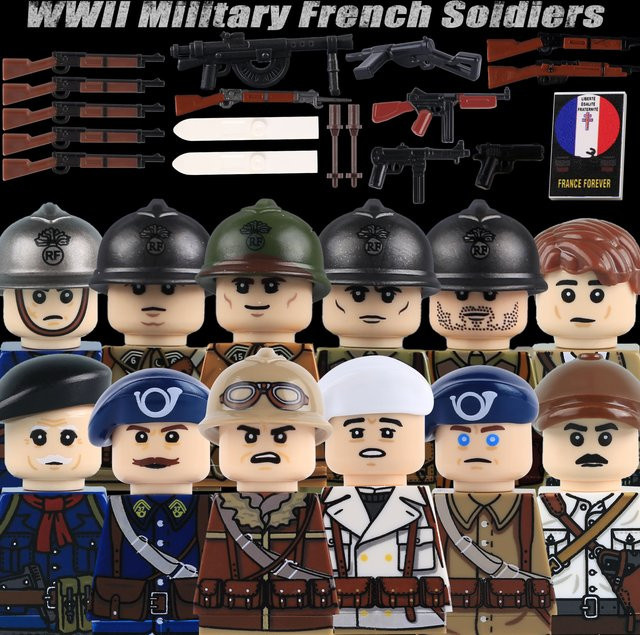 BRICKPANDA MOC WW2 Französische Infanterie-Soldaten Figuren, Bausteine, Soldaten - Bild 1