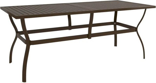 DELUKE Gartentisch Tommi in Braun-antik aus Stahl im Industriestil mit Lattendesign, B/T/H: 190 x 80 x 72 cm - Bild 1