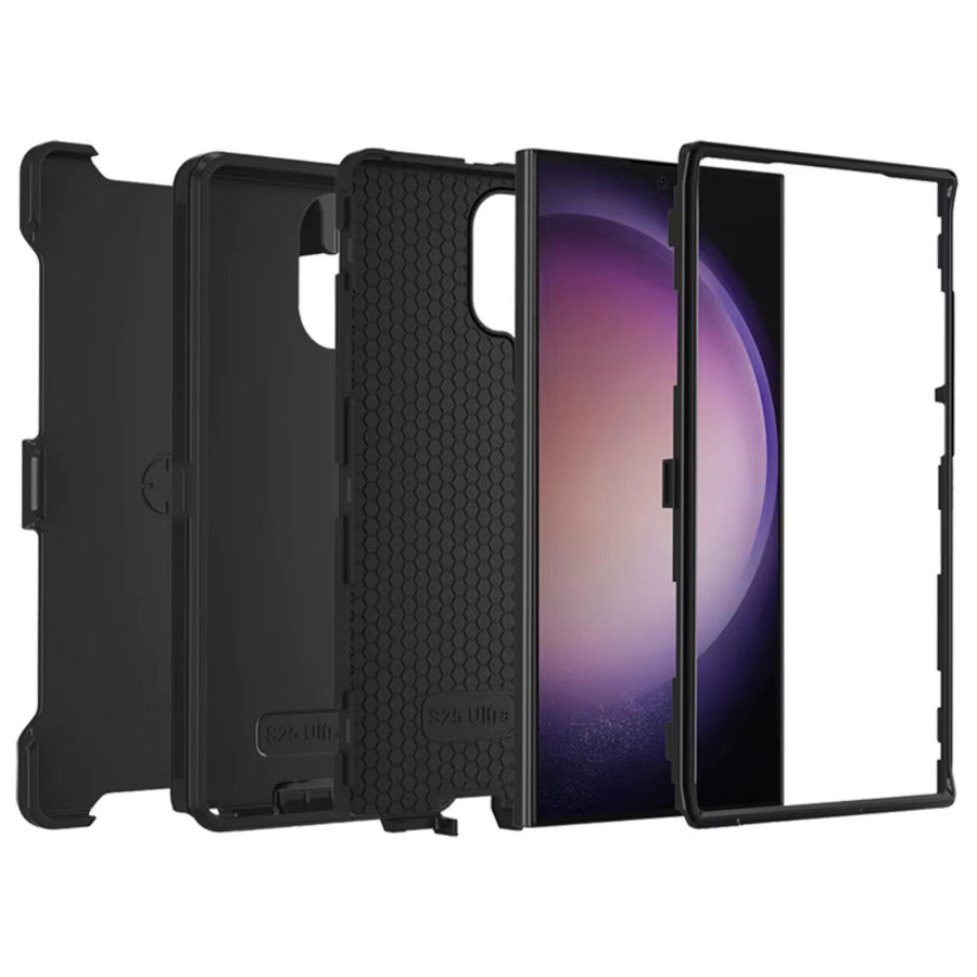 Robuste Hybrid-Schutzhülle Ott-Box für Samsung Galaxy S26 Ultra S25 S24 S23 Plus mit Gürtelclip, Schwarz - Bild 3