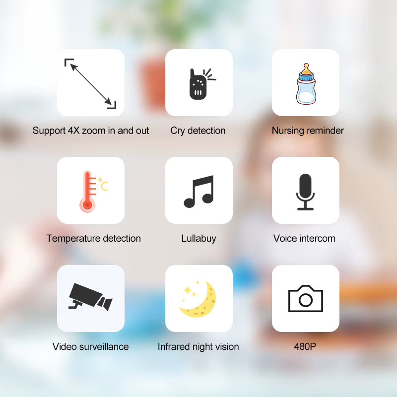 DANMINI Babyphone Wireless Indoor mit 5,5-Zoll-Überwachungsvideo, Zwei-Wege-Audio und Nachtsicht, Farbe: Weiß - Bild 1
