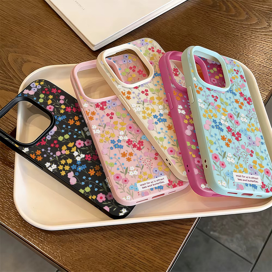 AKABEILA Leder-Silikon-Handyhülle mit Blumenmuster für iPhone 11 bis iPhone 17 Pro Max in Grün und Multicolour, stoßfeste Schutzhülle - Bild 4
