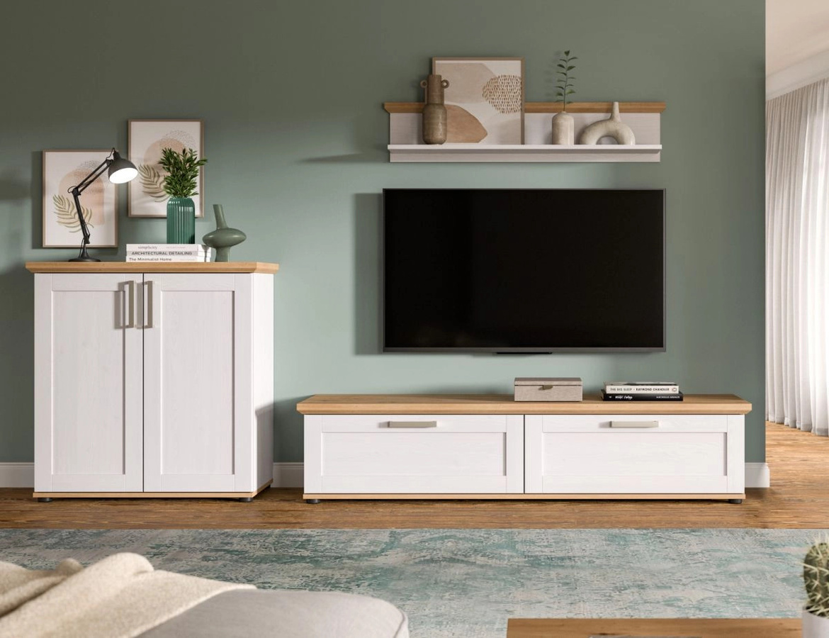 Inn.Furn Wohnwand Mirano 3-teilig im Landhausstil in Weiß Lärche, Breite: 260 cm - Bild 2