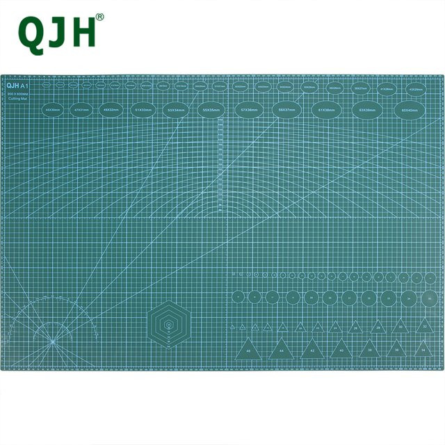 QJH Selbstheilende PVC-Schneidematte in Grün, doppelseitig mit Raster für Handwerk, Stoff und Quilten, B: 10,8 m, T: 7,2 m - Bild 1