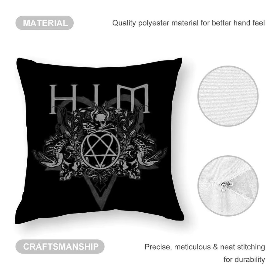H-Him Heartagram Kissenbezug aus Mikrofaser Plüsch in Schwarz B/B/B: 30 x 30 x 30 cm - Bild 4