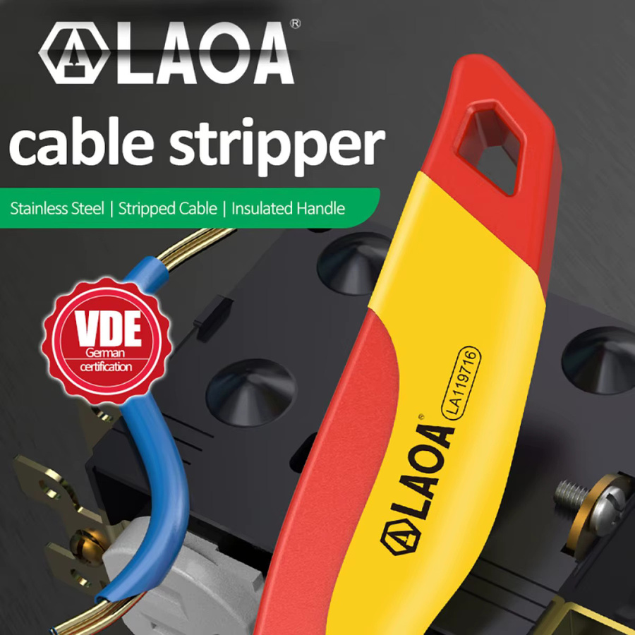 LAOA Isoliertes Elektriker-Messer in Rot mit Edelstahl-Klingen und Rundhaken-Schutz für 1000V Arbeiten - Bild 6