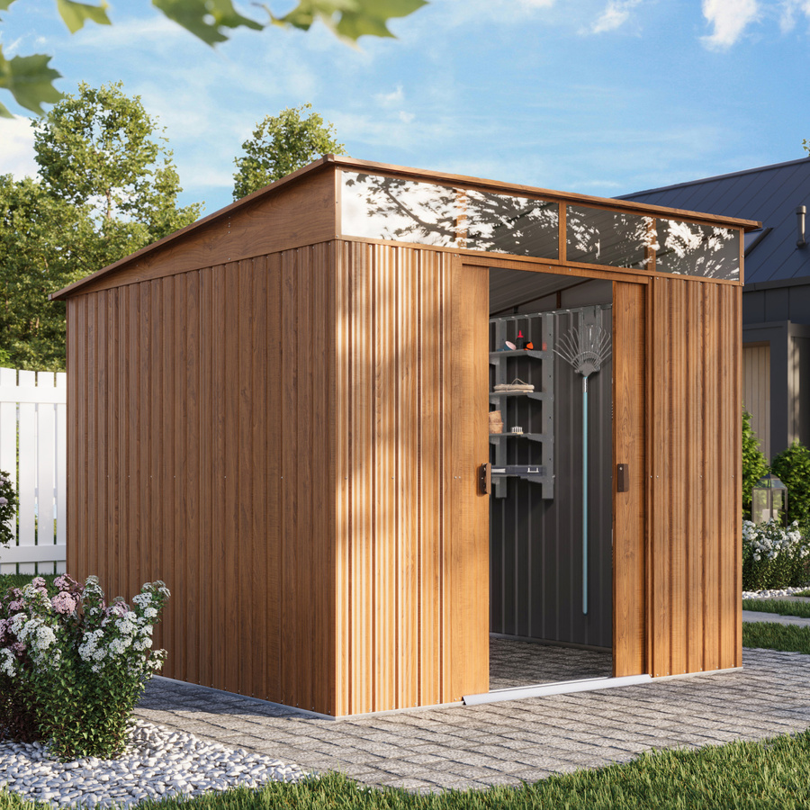 Pergart Gerätehaus Lübeck 88 in Holzoptik mit 5,02 m² Stellfläche - Bild 1