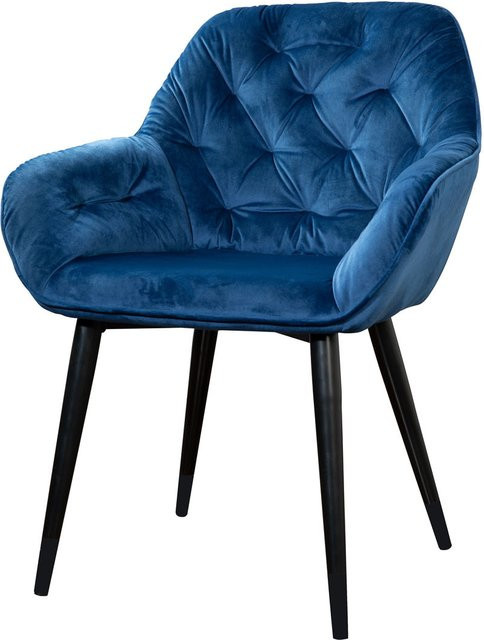 PHOENIX Chessy Esszimmerstuhl aus Samt in Blau mit Metallgestell, B/T/H: 62 x 62 x 82 cm - Bild 1