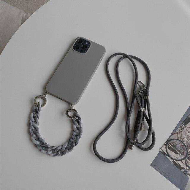 BestBuy 3C Crossbody Lanyard Halskette mit Marmor-Design und Silikonschutzhülle für Samsung Galaxy S24 FE, S23 Ultra, S22 Plus, S21 und S20 FE in Grau - Bild 1