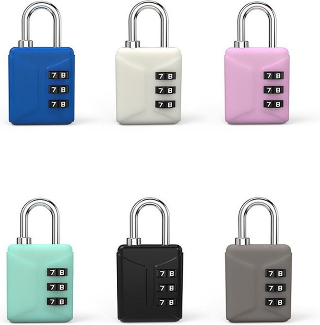 Mini 3-stelliges Zahlenschloss für Rucksack und Gepäck in Blau und Multicolour - Bild 1