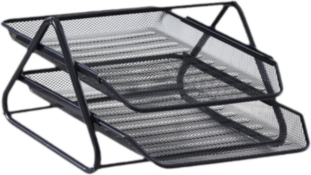 Sharprepublic Mesh Desktop Datei Sortierer Organizer aus Metall mit 2 Ebenen in Schwarz - Bild 1