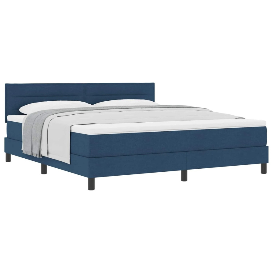 vidaXL Boxspringbett mit Matratze und Kopfteil in Blau, Hybrid-Design mit Taschenfederkern, B/T: 180 x 200 cm - Bild 2