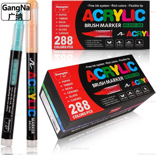 Professionelle Acryl-Farbmarker Set mit weicher Pinselspitze in 288 Farben für DIY-Bastelarbeiten - Bild 1