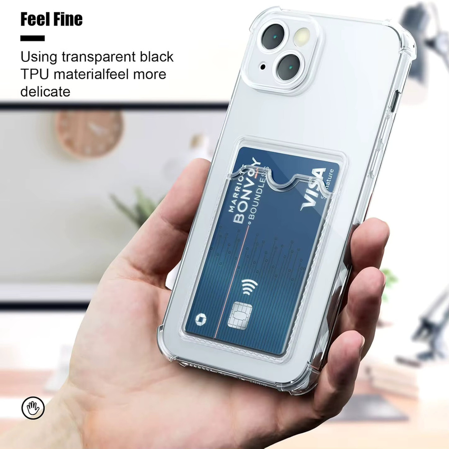 Bolimei Transparente TPU-Handyhülle mit Kartensteckplatz für iPhone 17 16 15 Pro Max 14 Plus 13 12 11 und iPhone 17 Air, Stoßfest und Weich - Bild 2
