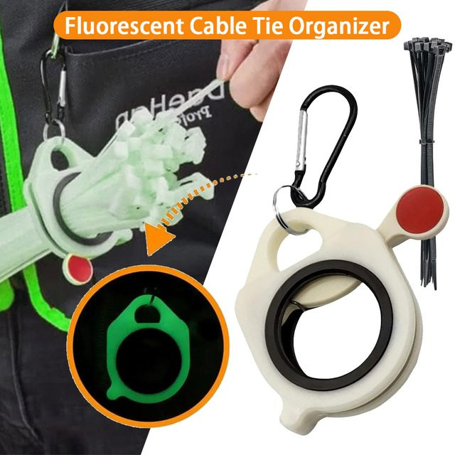 ALLOET Fluoreszierender Kabelbinder-Organizer aus Kunststoff in Weiß, wiederverwendbarer Kabelbinderhalter und tragbares Aufbewahrungswerkzeug für elektrische Kabelbinder - Bild 1